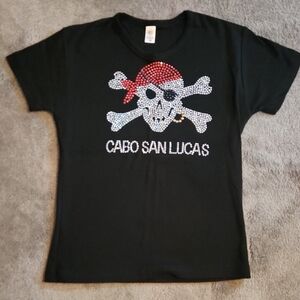 Bling Black Pirate Skull Women's T-Shirt